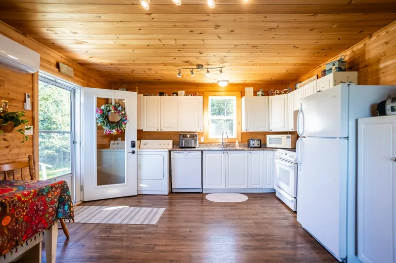 Kitchen with white cabinets