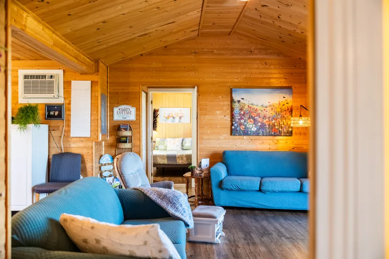Open living area and kitchen