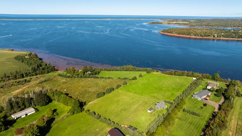 Aerial view across the bay