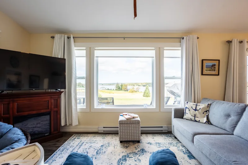 Living room and waterfront window