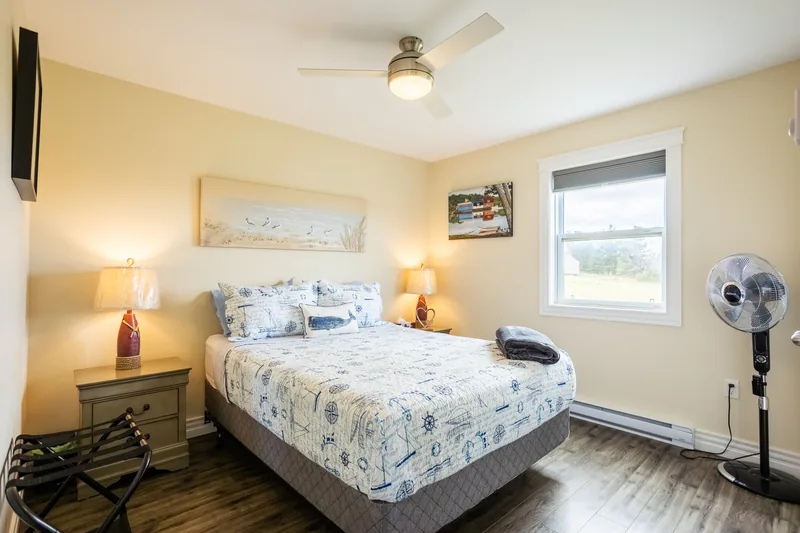 Bedroom with floral bedding