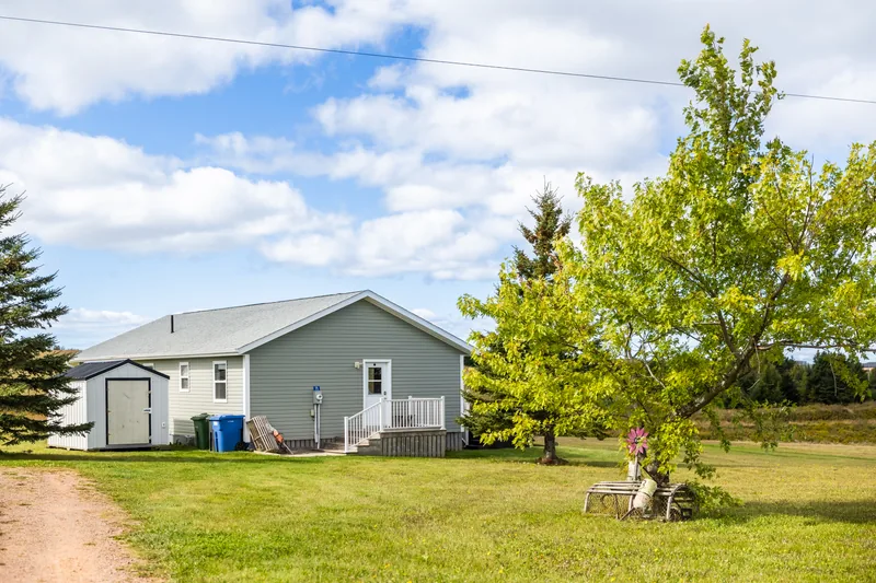 Cottage exterior and lawn