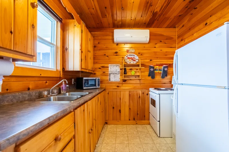 Kitchen with wood cabinets