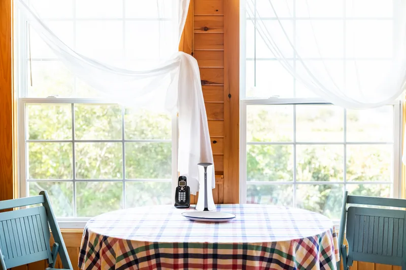 Dining area by the windows