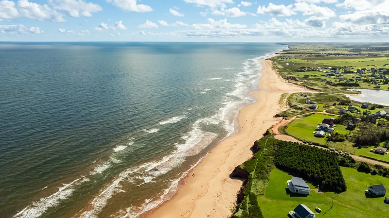 Nearby beach aerial, separate from the cottage