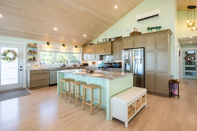 Kitchen island and seating