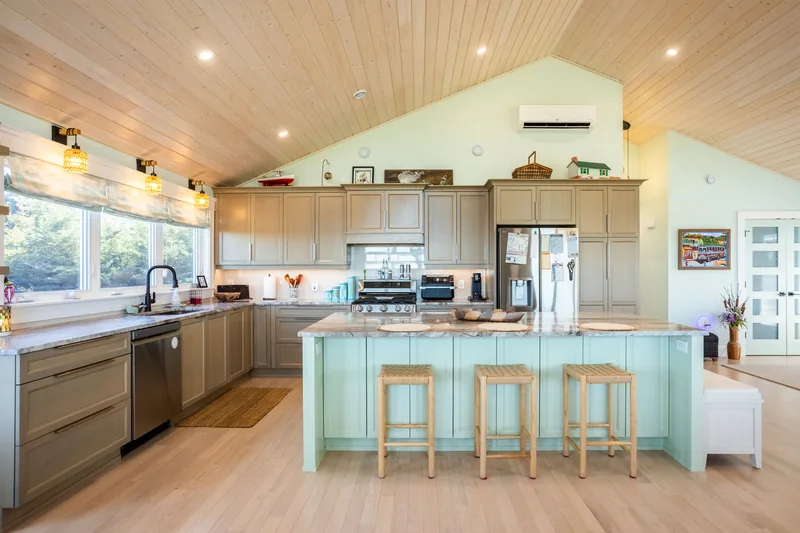 Kitchen with wood cabinets