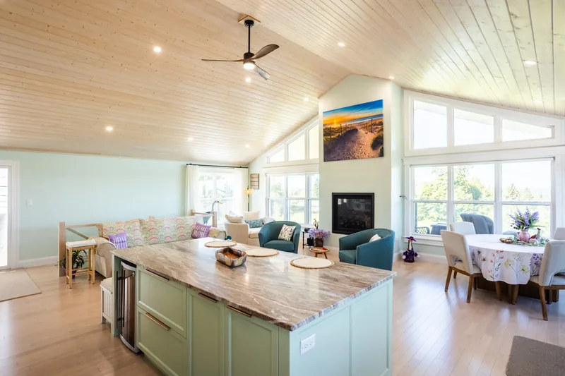 Open kitchen and living area