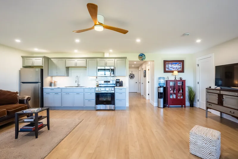 Open kitchen and living area