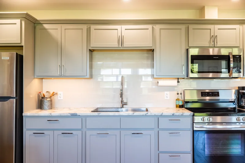 Kitchen appliances and cabinets