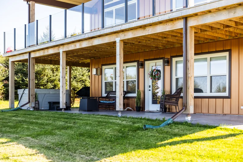 Ground-level patio beneath the main-level deck