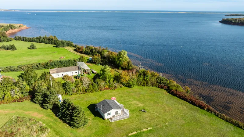 Cottage and waterfront aerial