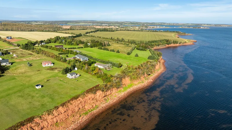 Coastline and cottage-area aerial